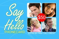 Say Hello phone card $50